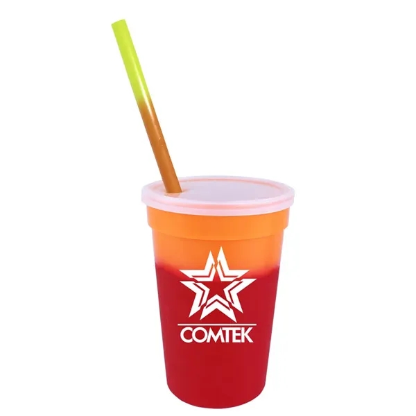 Orange To Tropical Red color option for Mood™ 17 Oz. Stadium Cup/Straw/Lid Set