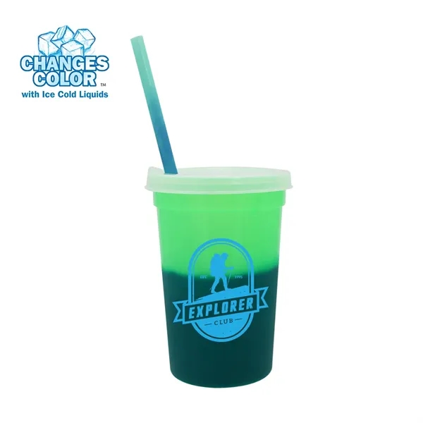 Green To Blue color option for Mood™ 22 Oz. Stadium Cup/Straw/Lid Set