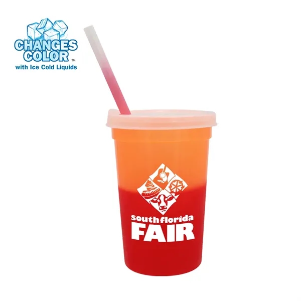 Orange To Tropical Red color option for Mood™ 22 Oz. Stadium Cup/Straw/Lid Set