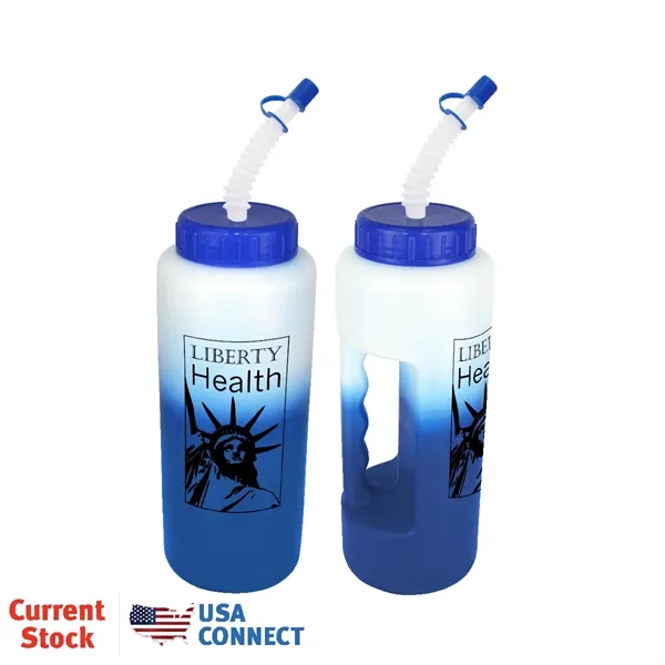 Frosted To Blue color option for Mood™ 32 Oz. Grip Bottle With Flexible Straw