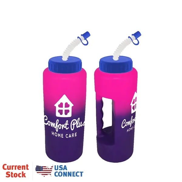 Pink To Purple color option for Mood™ 32 Oz. Grip Bottle With Flexible Straw