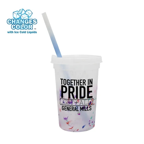 Main photo of Mood 22 Oz. Rainbow Confetti Cup/Straw/Lid Set
