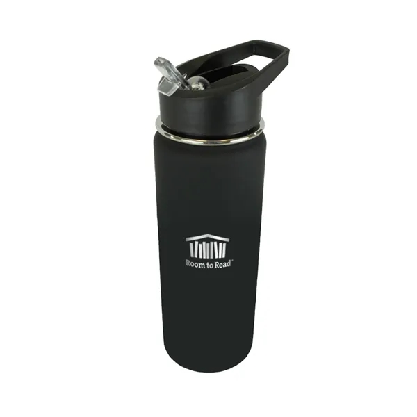Black color option for Halcyon® 20 Oz. Sports Bottle With Flip Straw Lid, Laser En