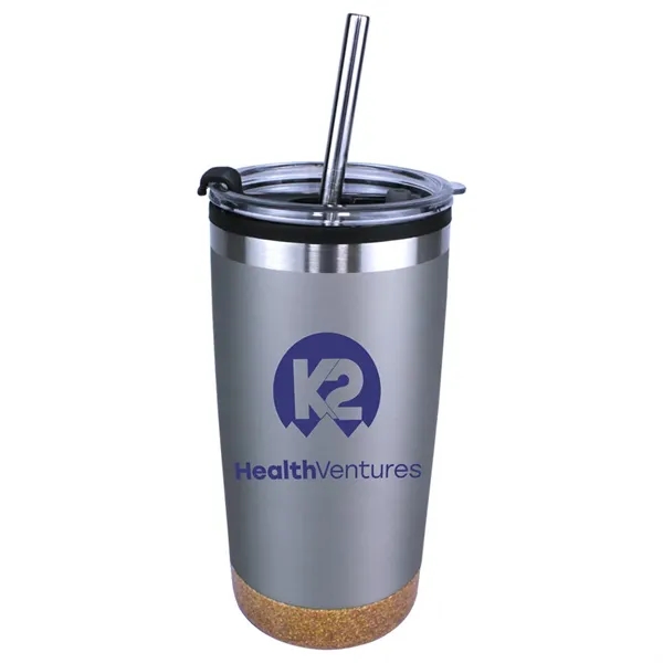 Silver Metallic color option for Halcyon® 20 Oz. Cork Bottom Tumbler With Stainless Straw/Fl