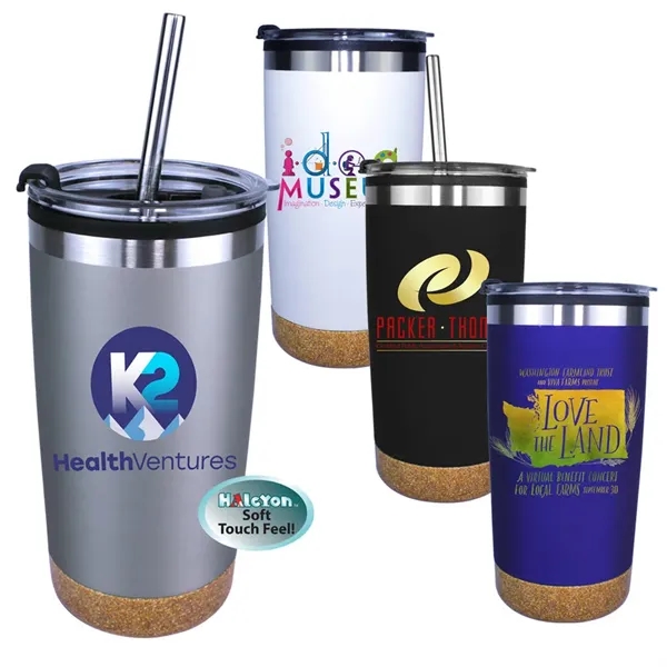 Black color option for Halcyon® 20 Oz. Cork Bottom Tumbler With Stainless Straw/Fl
