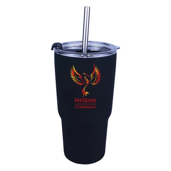 Black color option for Halcyon® 20 Oz. Tumbler With Stainless Straw/Flip Top Lid,