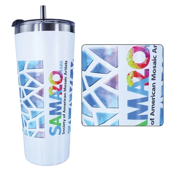 White color option for 22 Oz. Memphis Tumbler With Flip Top/Stainless Steel Straw L