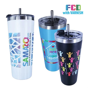 Photo of 22 Oz. Memphis Tumbler With Flip Top/Stainless Steel Straw L