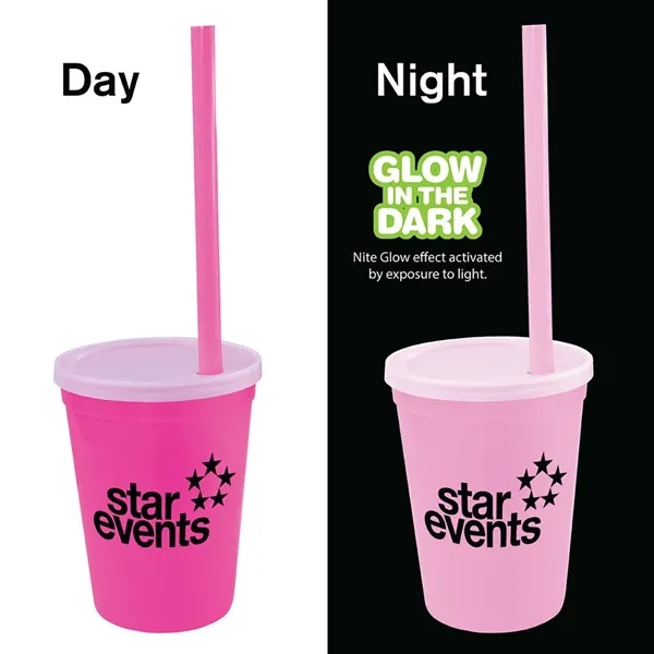 Pink color option for 12 Oz. Nite Glow Stadium Cup/Straw/Lid Set