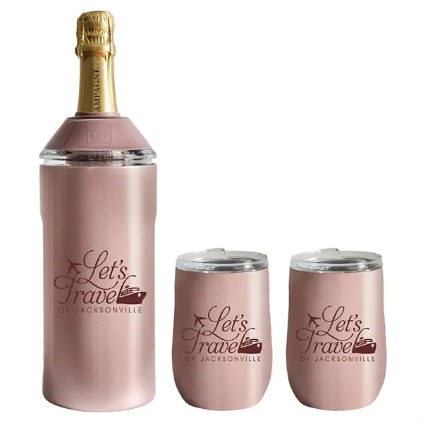 Rose Gold color option for Vinglacé® Wine Bottle Insulator & 2 Glass Gift Set