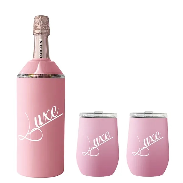 Rose color option for Vinglacé® Wine Bottle Insulator & 2 Glass Gift Set