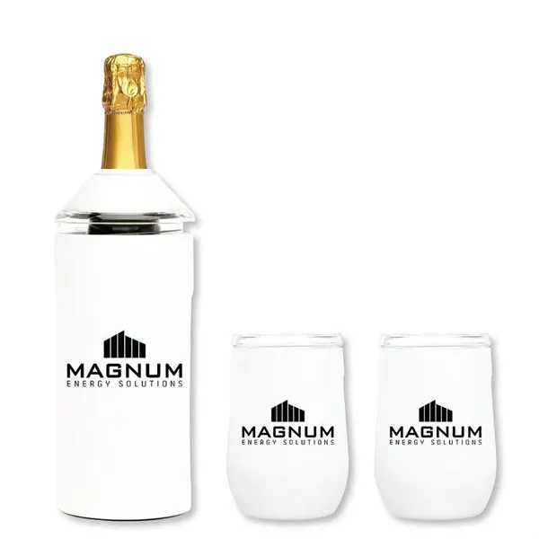 White color option for Vinglacé® Wine Bottle Insulator & 2 Glass Gift Set