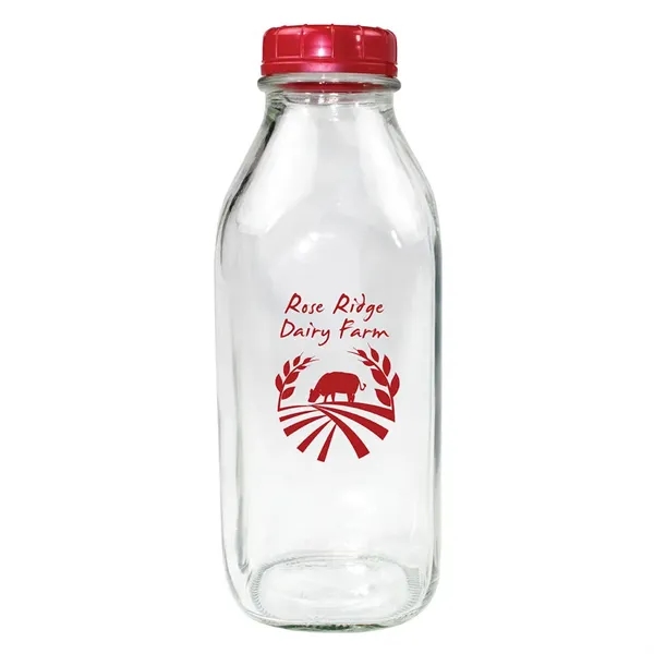 Red color option for 1 Quart Glass Milk Bottle With Lid