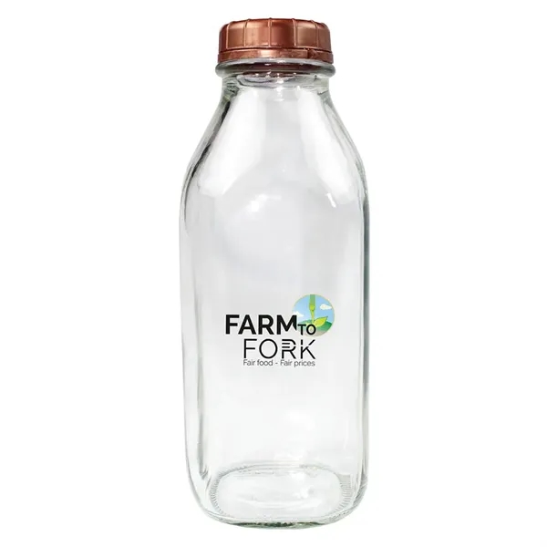Copper color option for 1 Quart Glass Milk Bottle With Lid, Full Color Digital