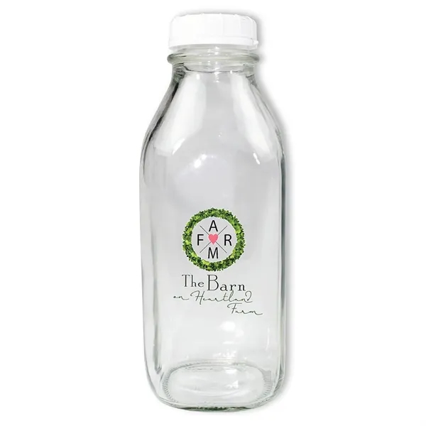 White color option for 1 Quart Glass Milk Bottle With Lid, Full Color Digital