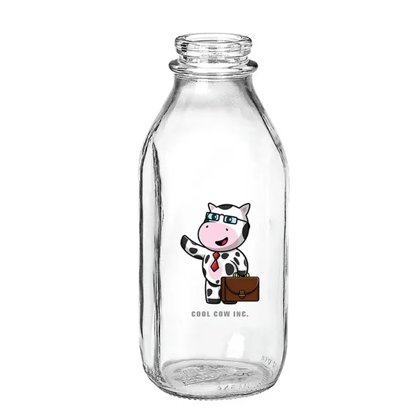 Clear color option for 1 Quart Glass Milk Bottle, Full Color Digital