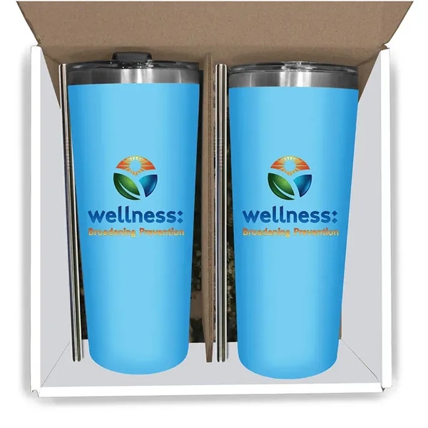Bright Blue color option for 22oz Memphis Tumbler With Flip Lid & Straw   Gift Set, Full