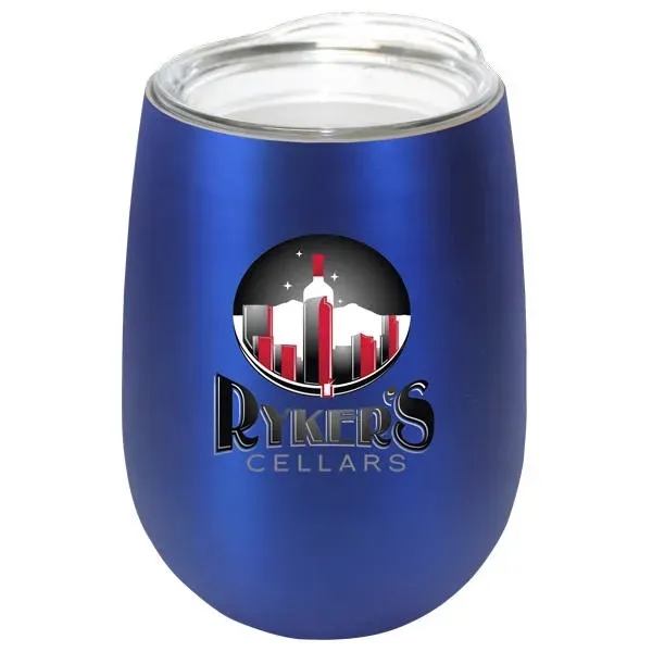 Blue Metallic color option for Halcyon® 12 Oz. Stainless Steel Wine Glass With Lid   Gift