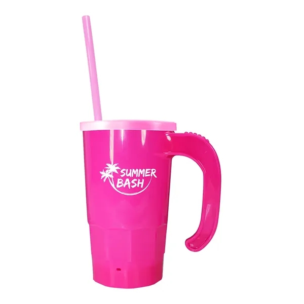 Neon Pink color option for 20 Oz. Stackable Beer Stein/Straw/Lid Set