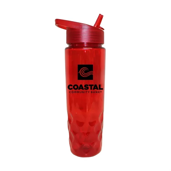 Trans Red color option for Recycled Pet   24 Oz. Bottle With Straw Cap