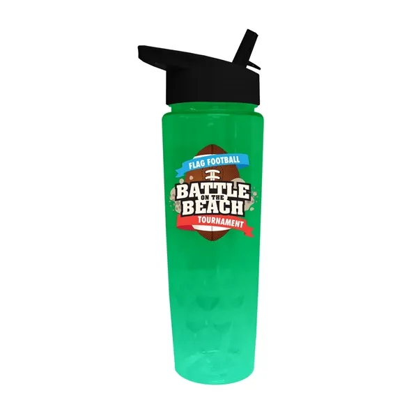 Trans Green color option for Recycled Pet   24 Oz. Bottle With Straw Cap, Full Color Digi