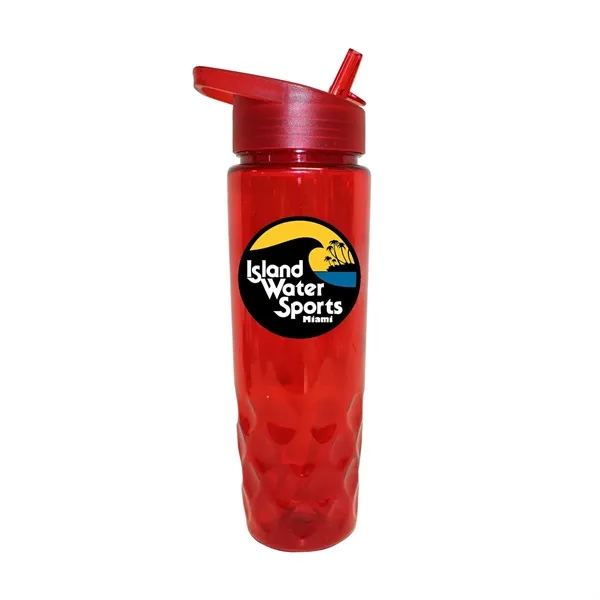 Trans Red color option for Recycled Pet   24 Oz. Bottle With Straw Cap, Full Color Digi