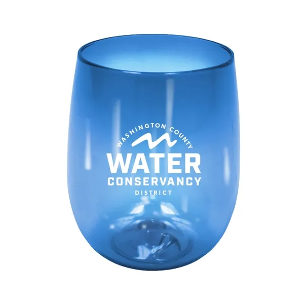 Blue color option for Recycled Pet   12 Oz. Stemless Wine Glass