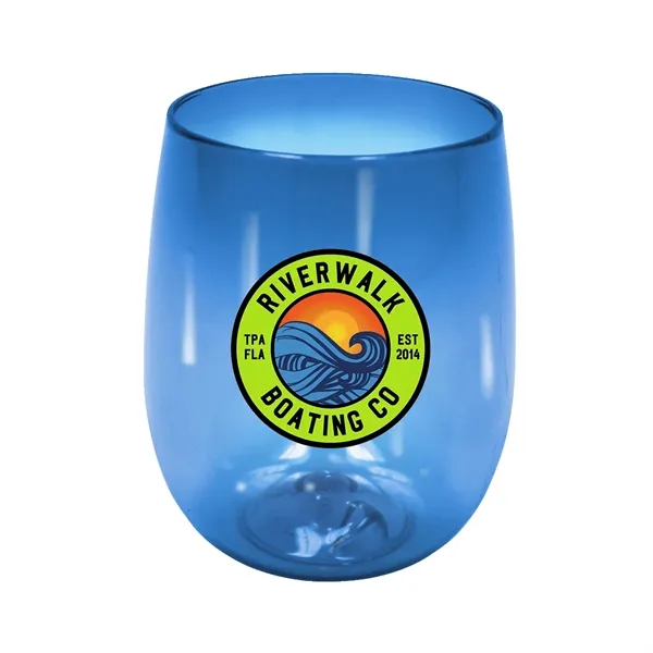 Blue color option for Recycled Pet   12 Oz. Stemless Wine Glass, Full Color Digita