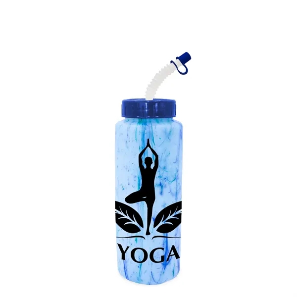 Blue/Green color option for 32 Oz. Confetti Sports Bottle With Flexible Straw..