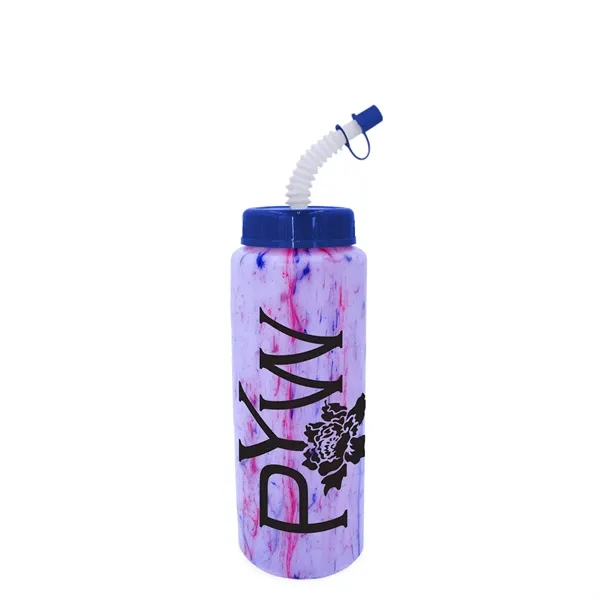 Red/Blue color option for 32 Oz. Confetti Sports Bottle With Flexible Straw..