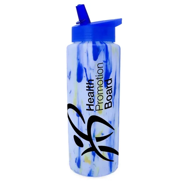 Blue/Yellow color option for 32 Oz. Confetti Sports Bottle With Straw Cap Lid