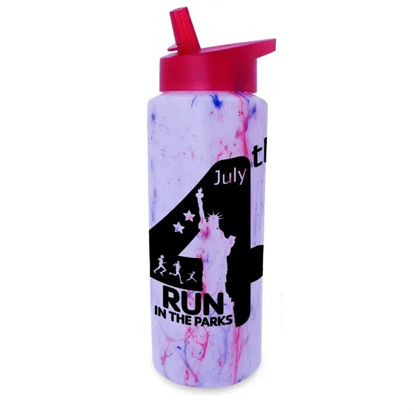 Red/Blue color option for 32 Oz. Confetti Sports Bottle With Straw Cap Lid