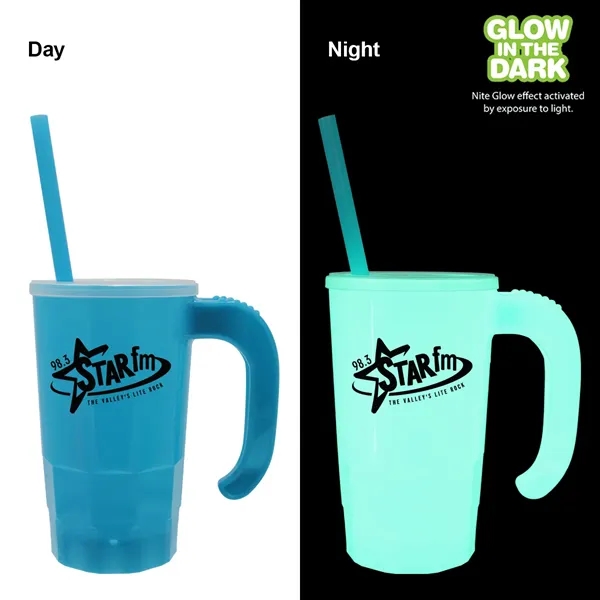 Light Blue color option for 20 Oz. Nite Glow Stackable Beer Stein/Straw/Lid Set