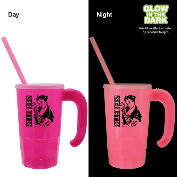 Pink color option for 20 Oz. Nite Glow Stackable Beer Stein/Straw/Lid Set
