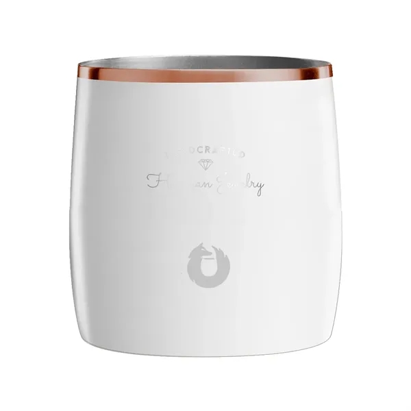 White/Gold Rim color option for Snowfox® 11 Oz. Rocks Glass, Laser, Standard