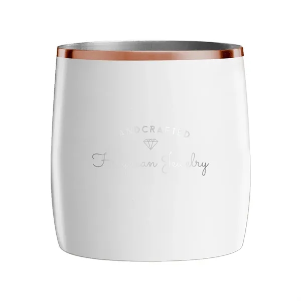 White/Gold Rim color option for Snowfox® 11 Oz. Rocks Glass, Laser, Premium