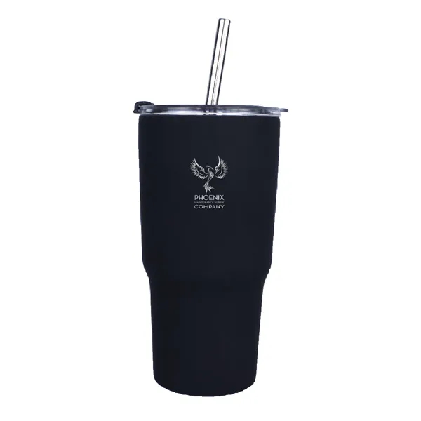 Black color option for Halcyon® 20 Oz. Tumbler With Stainless Straw/Flip Top Lid,