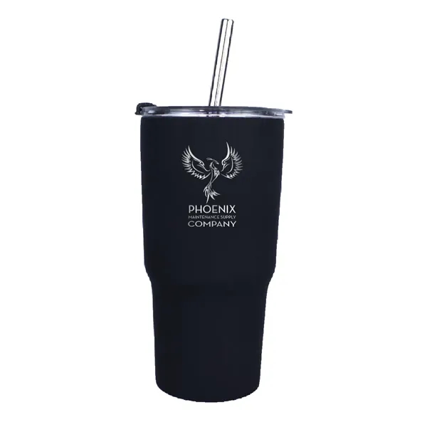 Black color option for Halcyon® 20 Oz. Tumbler With Stainless Straw/Flip Top Lid,