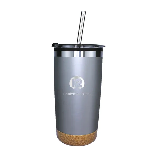 Silver Metallic color option for Halcyon® 20 Oz. Cork Bottom Tumbler With Stainless Straw/Fl