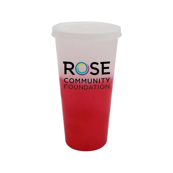 Frosted To Red color option for Mood™ 26 Oz. Tumbler With Lid, Full Color Digital