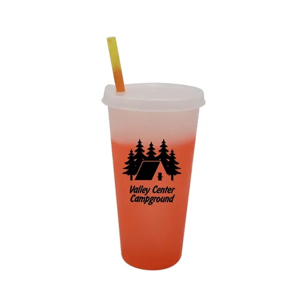 Frosted To Orange color option for Mood™ 26 Oz. Tumbler With Lid And Straw