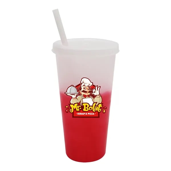 Frosted To Red color option for Mood™ 26 Oz. Tumbler With Lid & Straw, Full Color Digital