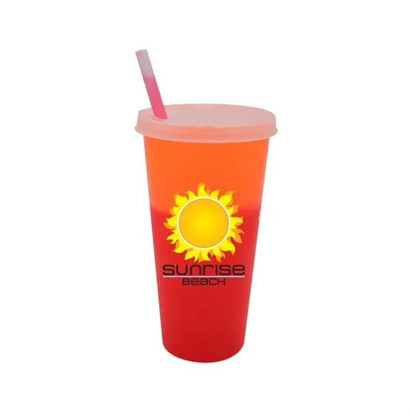 Orange To Tropical Red color option for Mood™ 26 Oz. Tumbler With Lid & Straw, Full Color Digital