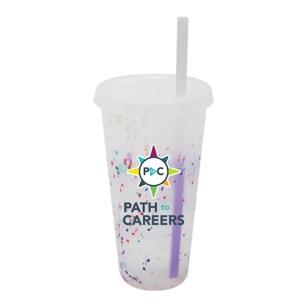 Rainbow color option for Mood™ 26 Oz. Rainbow Confetti Tumbler With Lid And Straw,
