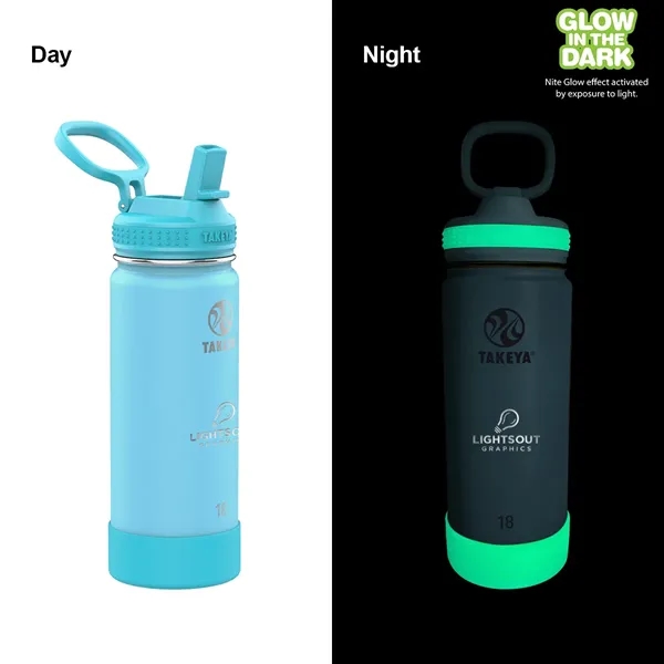 Glow Worm Blue color option for Takeya® 18 Oz. Actives Glow In The Dark Bottle, Laser   Sta