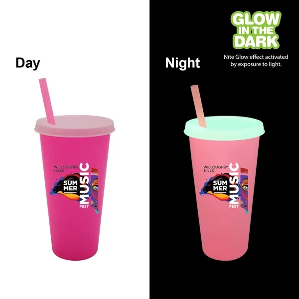 Pink color option for Nite Glow 26 Oz. Tumbler With Lid & Straw, Full Color Digita