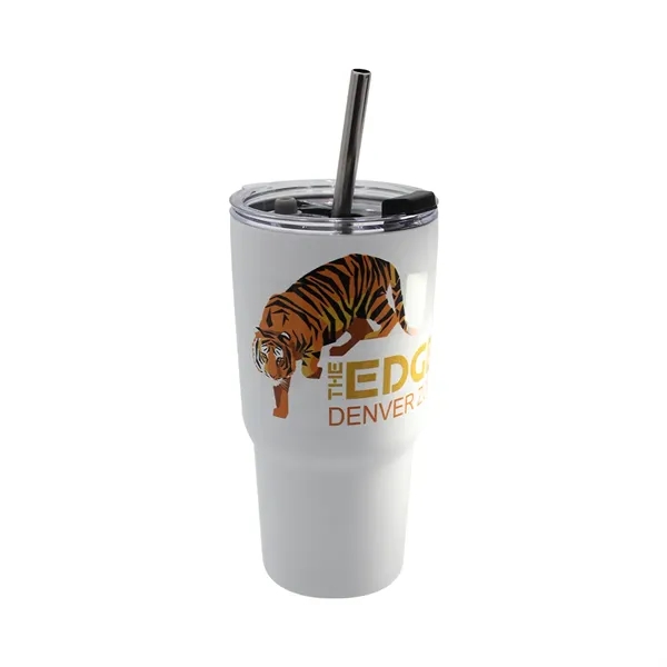 White color option for Halcyon 20 Oz. Tumbler With Stainless Straw/Flip Top Lid   V