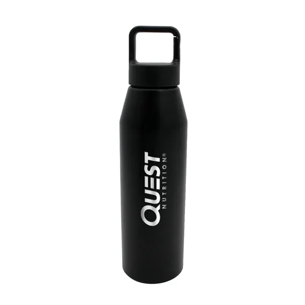 Black color option for 25 Oz. Recycled Aluminum Bottle With Carabiner Lid, Laser En