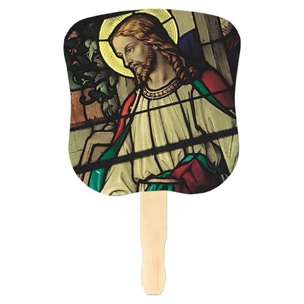 White color option for Stock Design Hand Fan Jesus, Full Color Digital