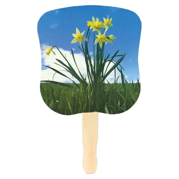 White color option for Stock Design Hand Fan Daffodils, Full Color Digital